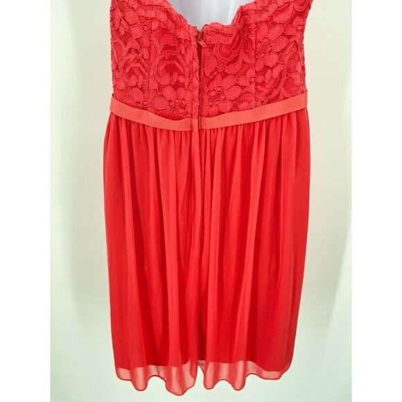 Davids Bridal Halter Dress Lace Top Guava Size 8 Lace Top Knee Length Prom - Picture 8 of 9